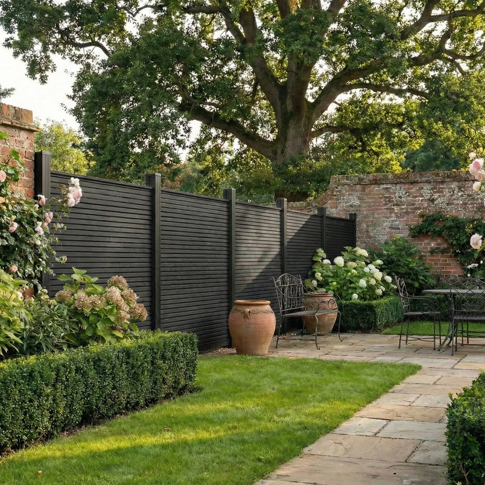 Premium Slatted Composite Fencing in Black