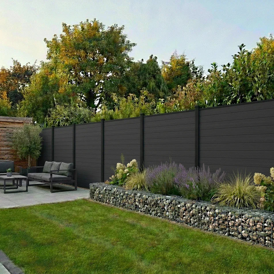 Composite Woodgrain Fencing Panels in Anthracite Grey