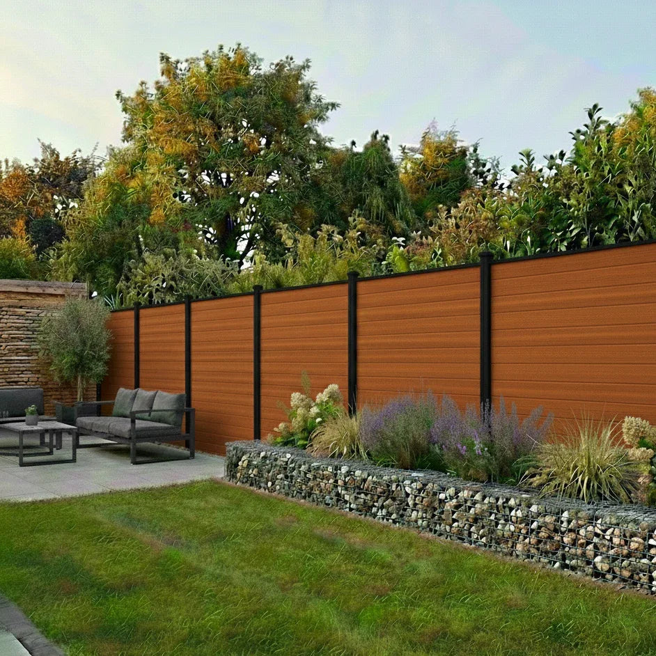 Composite Woodgrain Fencing Panels in Teak