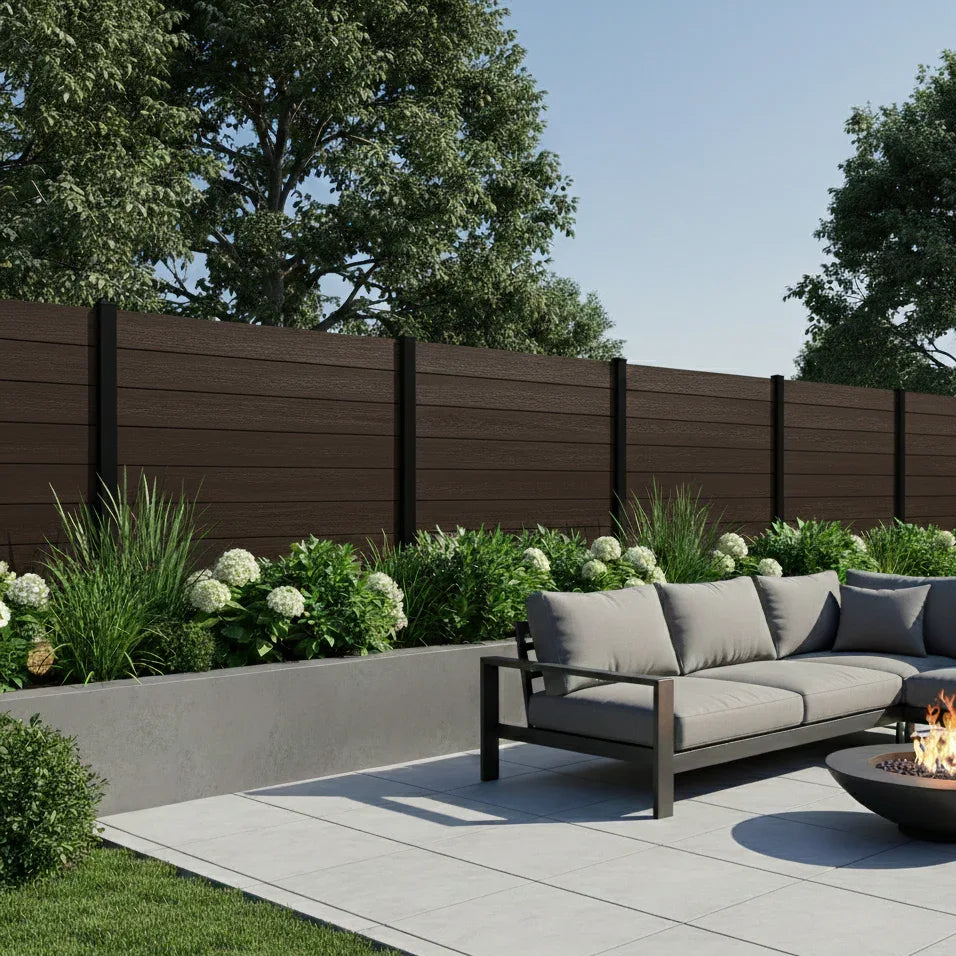 Premium Composite Fencing in Walnut