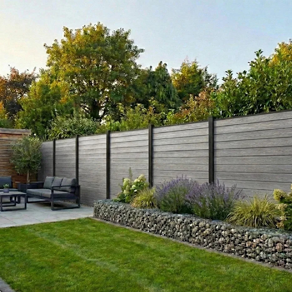 Composite Woodgrain Fencing Panels in Silver Grey