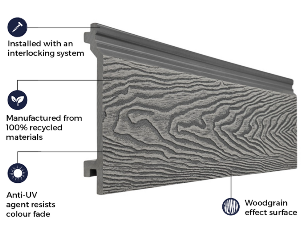 
                  
                    Woodgrain Composite Wall Cladding - Grey
                  
                