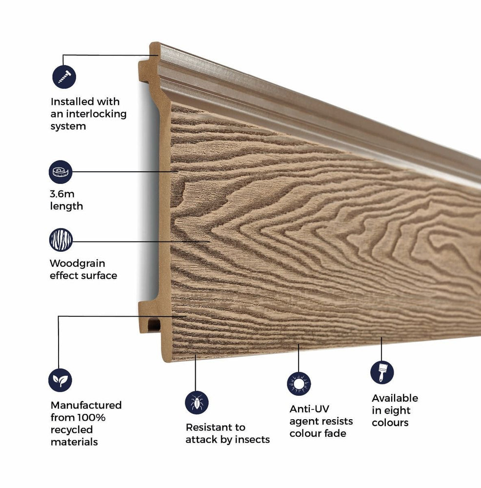 
                  
                    Woodgrain Composite Wall Cladding - Teak
                  
                